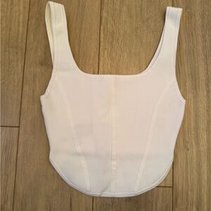 Babaton Sculpt Knit Corset Style Crop Top (White)